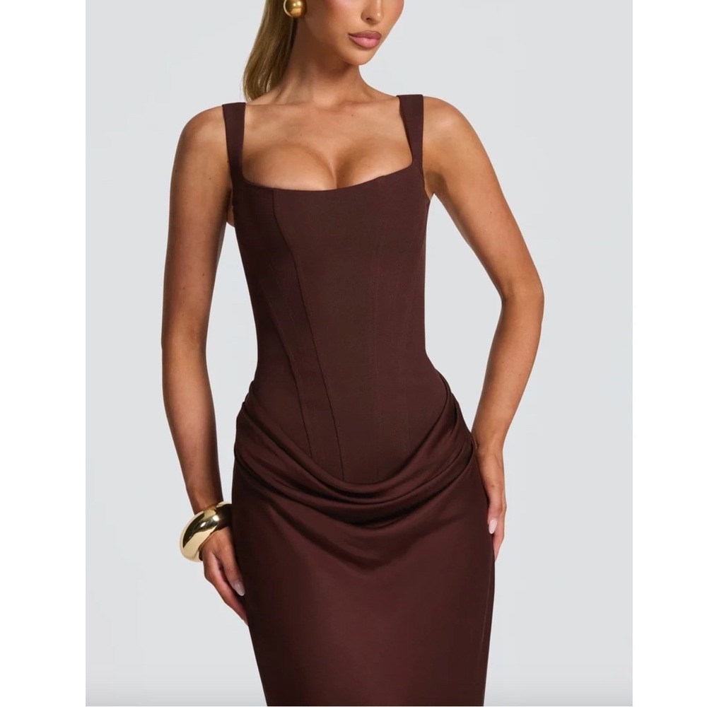 BABYBOO Cornelia Maxi Dress in Plum Brown - Picture 2 of 12